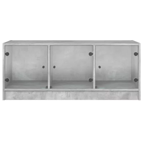 Betonszürke dohányzóasztal üvegajtókkal 102 x 50 x 42 cm