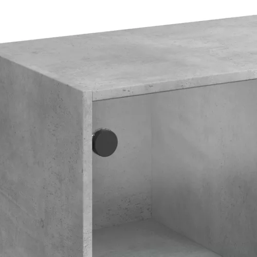 Betonszürke dohányzóasztal üvegajtókkal 102 x 50 x 42 cm