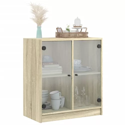 Sonoma tölgy színű kisszekrény üvegajtókkal 68 x 37 x 75,5 cm