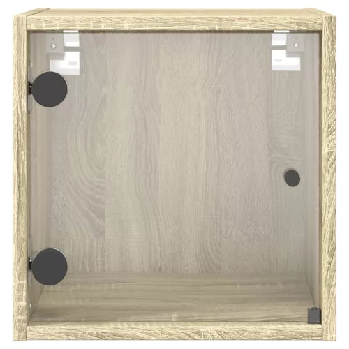 2 db sonoma tölgy színű éjjeliszekrény üvegajtókkal 35x37x35 cm
