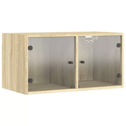 2 db sonoma tölgy színű faliszekrény üvegajtókkal 68,5x37x35 cm