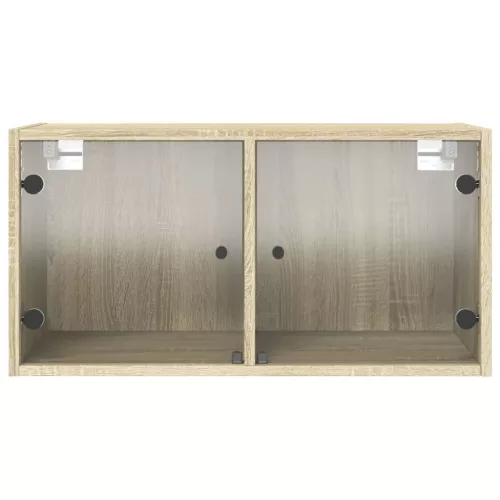 2 db sonoma tölgy színű faliszekrény üvegajtókkal 68,5x37x35 cm