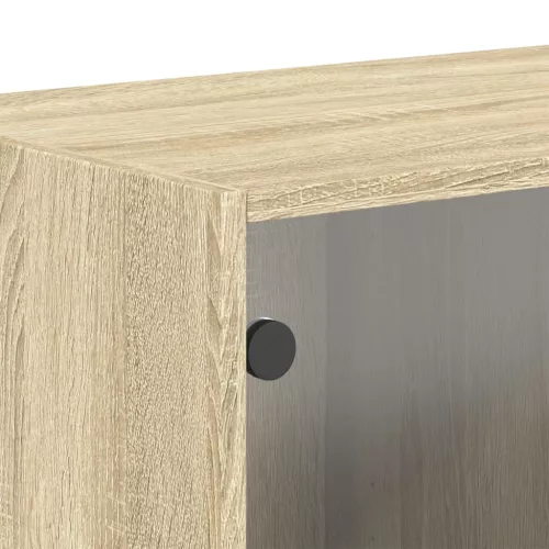 2 db sonoma tölgy színű faliszekrény üvegajtókkal 68,5x37x35 cm