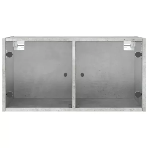 Betonszürke faliszekrény üvegajtókkal 68,5x37x35 cm