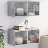 2 db betonszürke faliszekrény üvegajtókkal 68,5 x 37 x 35 cm