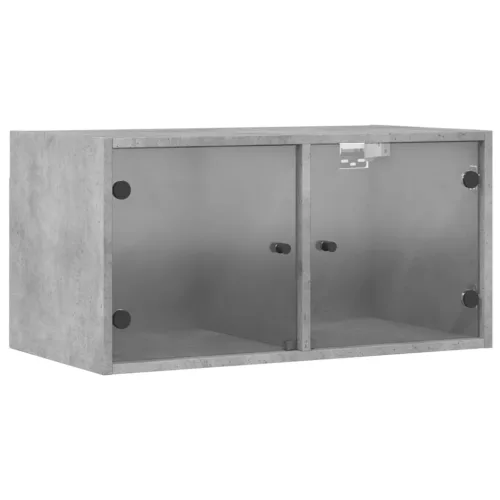 2 db betonszürke faliszekrény üvegajtókkal 68,5 x 37 x 35 cm
