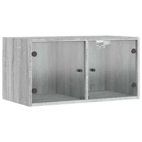 2 db szürke sonoma faliszekrény üvegajtókkal 68,5 x 37 x 35 cm