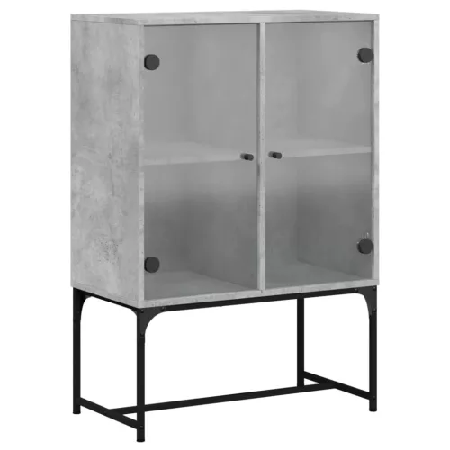 Betonszürke kisszekrény üvegajtókkal 69x37x100 cm