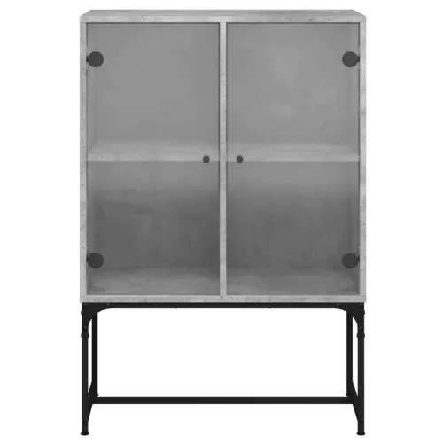 Betonszürke kisszekrény üvegajtókkal 69x37x100 cm