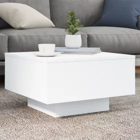 Fehér dohányzóasztal LED-lámpákkal 55 x 55 x 31 cm