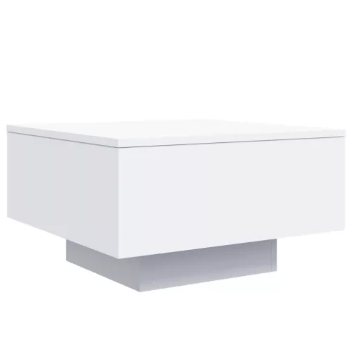 Fehér dohányzóasztal LED-lámpákkal 55 x 55 x 31 cm
