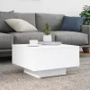 Fehér dohányzóasztal LED-lámpákkal 55 x 55 x 31 cm
