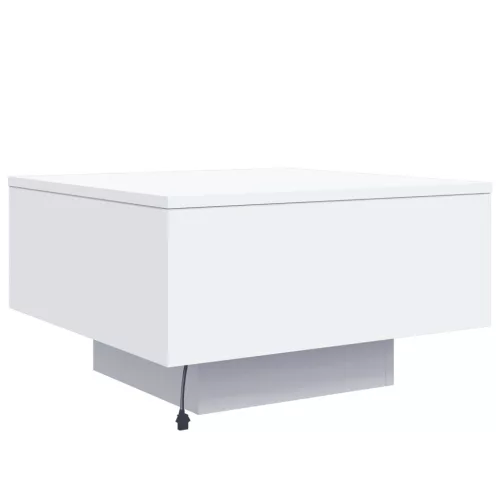 Fehér dohányzóasztal LED-lámpákkal 55 x 55 x 31 cm
