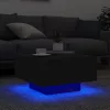Fekete dohányzóasztal LED-lámpákkal 55 x 55 x 31 cm