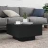 Fekete dohányzóasztal LED-lámpákkal 55 x 55 x 31 cm