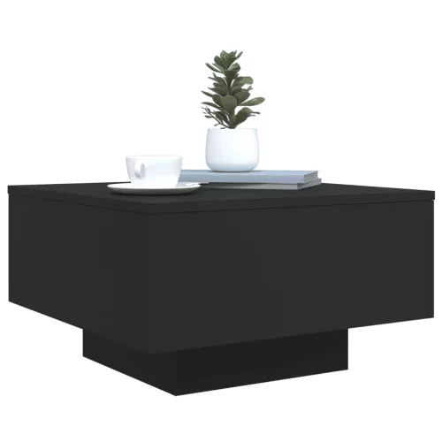 Fekete dohányzóasztal LED-lámpákkal 55 x 55 x 31 cm