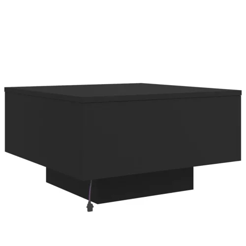 Fekete dohányzóasztal LED-lámpákkal 55 x 55 x 31 cm