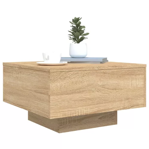 Sonoma tölgy színű dohányzóasztal LED-lámpákkal 55 x 55 x 31 cm