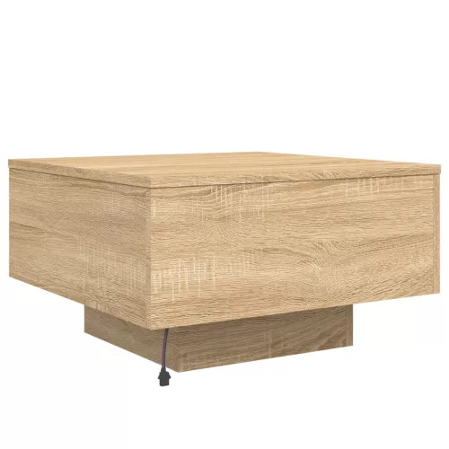 Sonoma tölgy színű dohányzóasztal LED-lámpákkal 55 x 55 x 31 cm