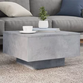   Betonszürke dohányzóasztal LED-lámpákkal 55 x 55 x 31 cm