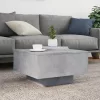Betonszürke dohányzóasztal LED-lámpákkal 55 x 55 x 31 cm