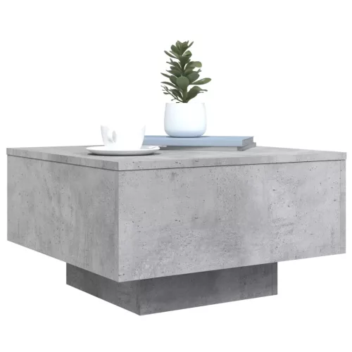 Betonszürke dohányzóasztal LED-lámpákkal 55 x 55 x 31 cm