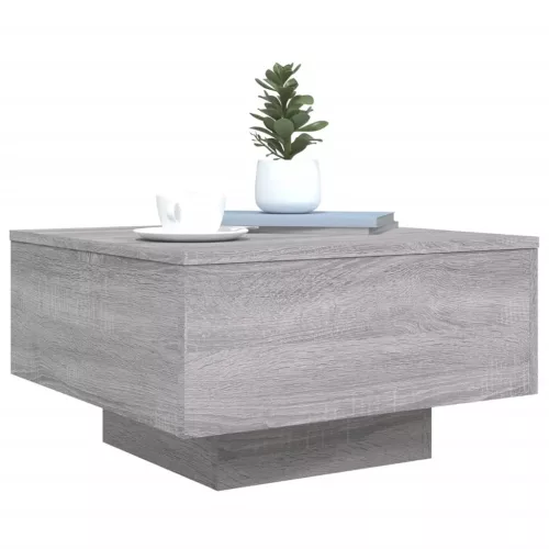 Szürke sonoma színű dohányzóasztal LED-lámpákkal 55x55x31 cm