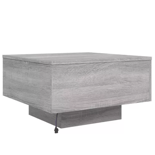 Szürke sonoma színű dohányzóasztal LED-lámpákkal 55x55x31 cm