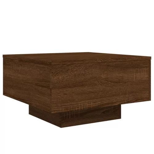 Barna tölgyszínű dohányzóasztal LED-lámpákkal 55 x 55 x 31 cm