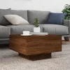Barna tölgyszínű dohányzóasztal LED-lámpákkal 55 x 55 x 31 cm