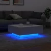 Fehér dohányzóasztal LED-lámpákkal 80 x 80 x 31 cm