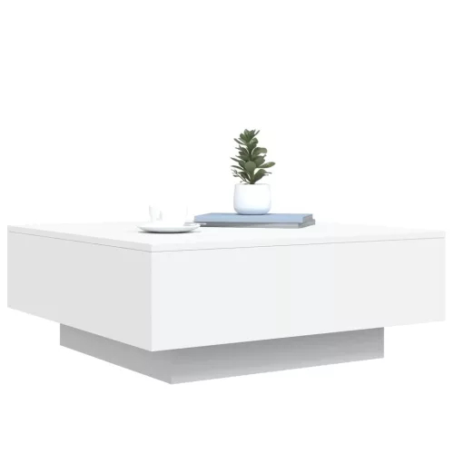 Fehér dohányzóasztal LED-lámpákkal 80 x 80 x 31 cm