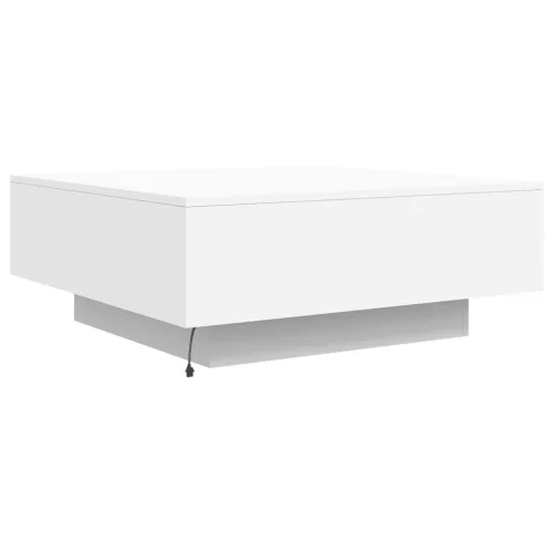 Fehér dohányzóasztal LED-lámpákkal 80 x 80 x 31 cm