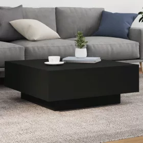 Fekete dohányzóasztal LED-lámpákkal 80 x 80 x 31 cm