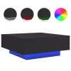 Fekete dohányzóasztal LED-lámpákkal 80 x 80 x 31 cm