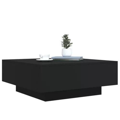 Fekete dohányzóasztal LED-lámpákkal 80 x 80 x 31 cm