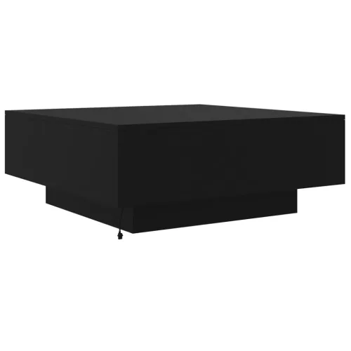 Fekete dohányzóasztal LED-lámpákkal 80 x 80 x 31 cm