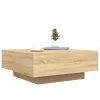 Sonoma tölgy színű dohányzóasztal LED-lámpákkal 80 x 80 x 31 cm