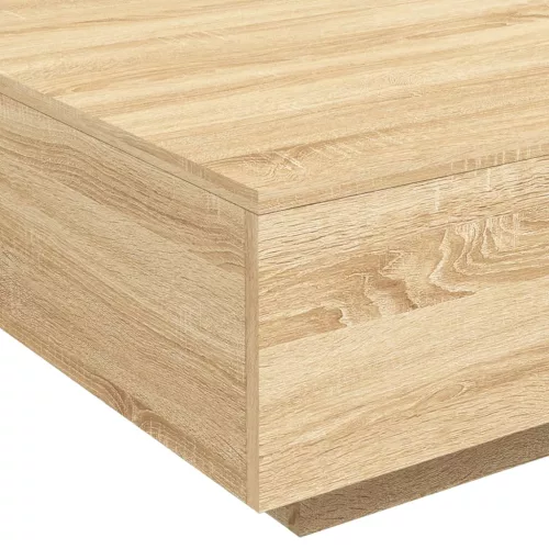 Sonoma tölgy színű dohányzóasztal LED-lámpákkal 80 x 80 x 31 cm