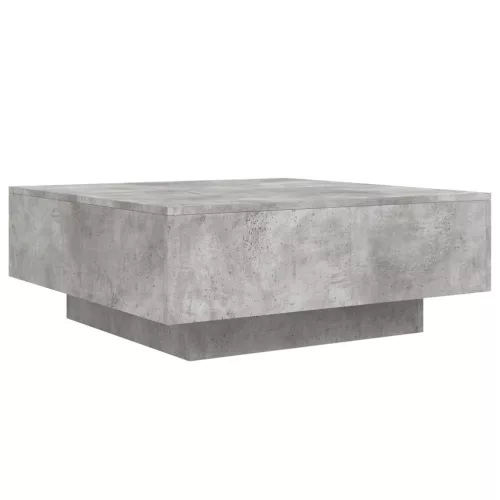 Betonszürke dohányzóasztal LED-lámpákkal 80 x 8 0x 31 cm