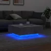 Betonszürke dohányzóasztal LED-lámpákkal 80 x 8 0x 31 cm