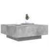 Betonszürke dohányzóasztal LED-lámpákkal 80 x 8 0x 31 cm