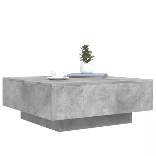 Betonszürke dohányzóasztal LED-lámpákkal 80 x 8 0x 31 cm