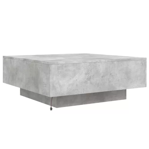Betonszürke dohányzóasztal LED-lámpákkal 80 x 8 0x 31 cm