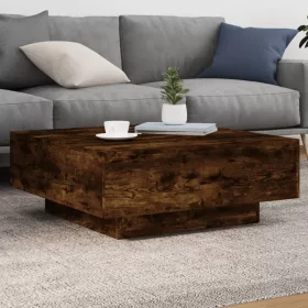   Füstös tölgy színű dohányzóasztal LED-lámpákkal 80 x 8 0x 31 cm