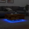 Füstös tölgy színű dohányzóasztal LED-lámpákkal 80 x 8 0x 31 cm