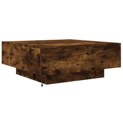 Füstös tölgy színű dohányzóasztal LED-lámpákkal 80 x 8 0x 31 cm