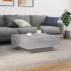 Szürke sonoma színű dohányzóasztal LED-lámpákkal 80x80x31 cm