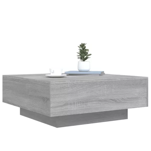 Szürke sonoma színű dohányzóasztal LED-lámpákkal 80x80x31 cm