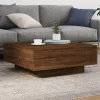 Barna tölgyszínű dohányzóasztal LED-lámpákkal 80 x 8 0x 31 cm